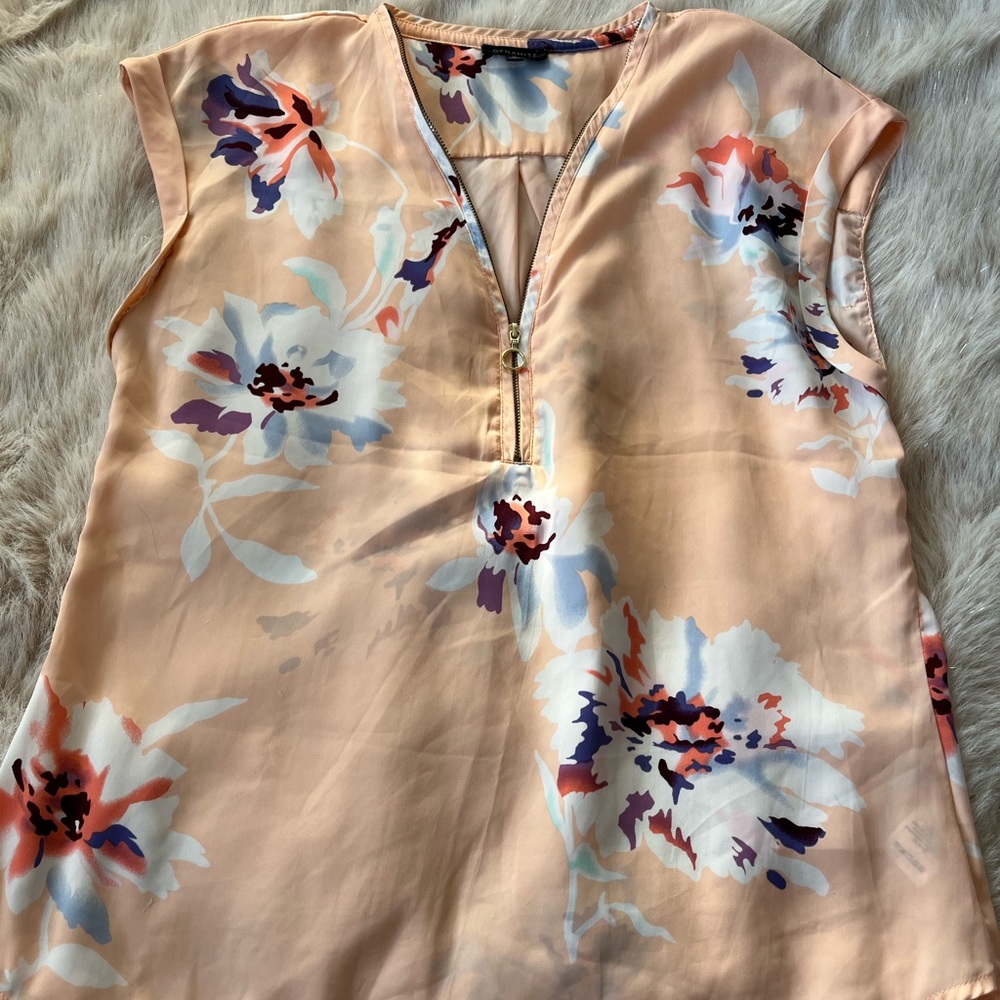 Dynamite Peach Floral Blouse